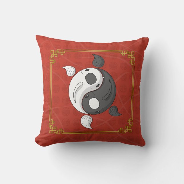 Yin och Yang Koi Dekorativ kudde (Framsida)