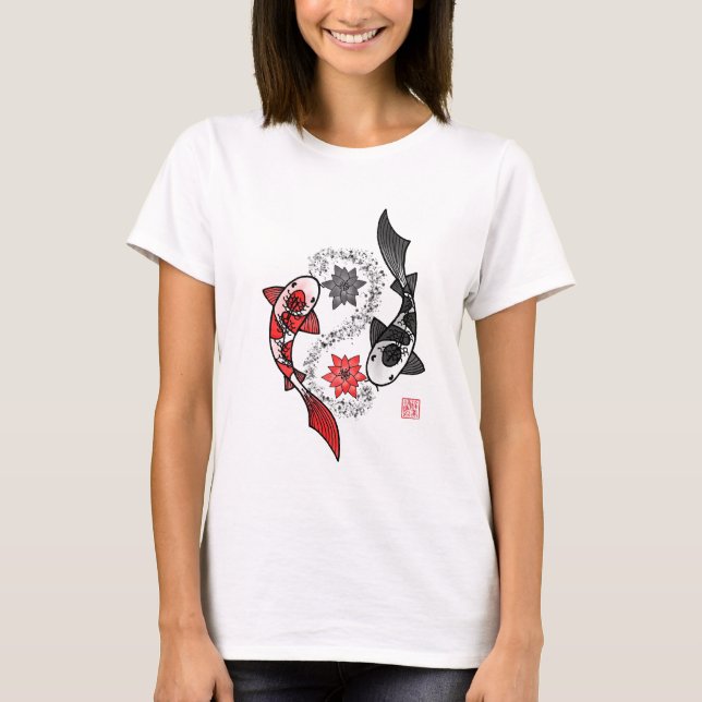 Yin och Yang Koi Fish Tee (Framsida)