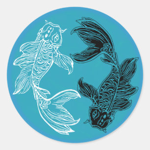 YIN- och YANG Koi-fiskdekalett Runt Klistermärke
