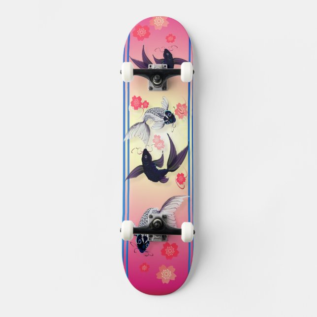 Yin och Yang Koi Mini Skateboard Bräda 18,5 Cm (Framsida)