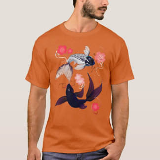 Yin och Yang Koi och Körsbärsblommor pojke T Shirt