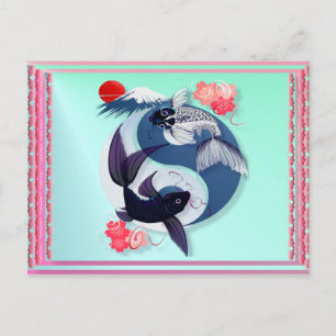 Yin och Yang Koi Postcards Vykort