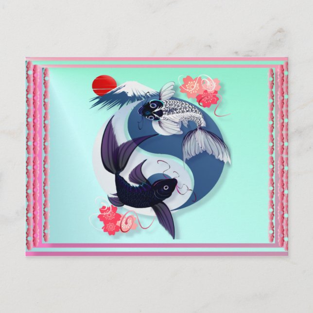 Yin och Yang Koi Postcards Vykort (Framsida)