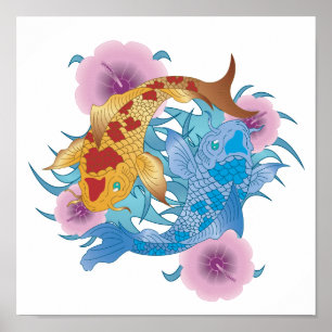 Yin och Yang Koi Poster