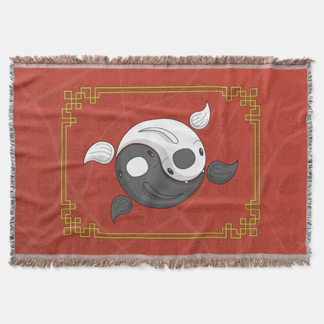 Yin och Yang Koi Throw Blanket Mysfilt (Framsidan)