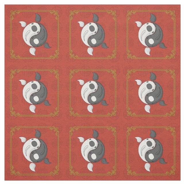 Yin och Yang Koi-tyget Tyg (Provkarta)