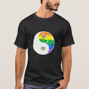 Yin och Yang LGBT Rainbow Heart Kärlek Pride Gay R T Shirt