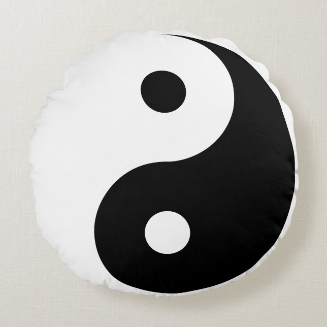 Yin- och Yang-mall Rund Kudde (Framsidan)