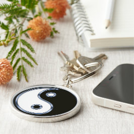 Yin och Yang Medallion Rund Silverfärgad Nyckelring