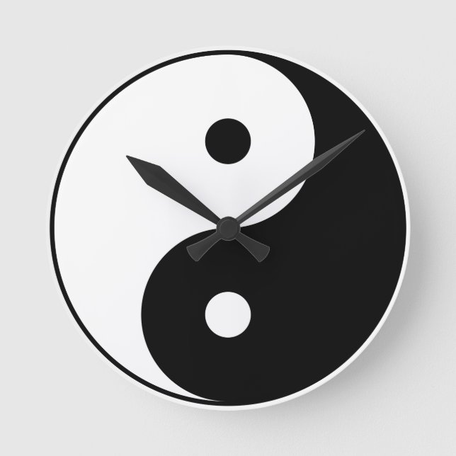 Yin och Yang Motivational Philosophical Symbol Rund Klocka (Framsida)