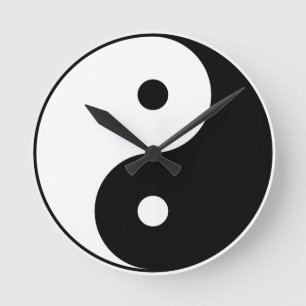 Yin och Yang Motivational Philosophical Symbol Rund Klocka