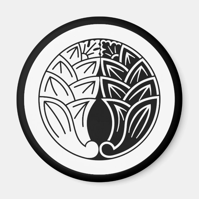 Yin och yang Omfamnar japanska ingefärer i cirkel Magnet (Framsidan)