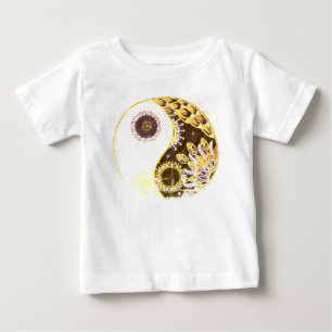 Yin och Yang Painting Blommigt Gult T Shirt