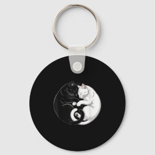 Yin och Yang Pet Cat Black White Cats Nyckelring