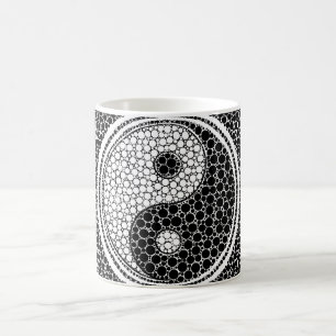 Yin och Yang pricker svartvit konst Kaffemugg