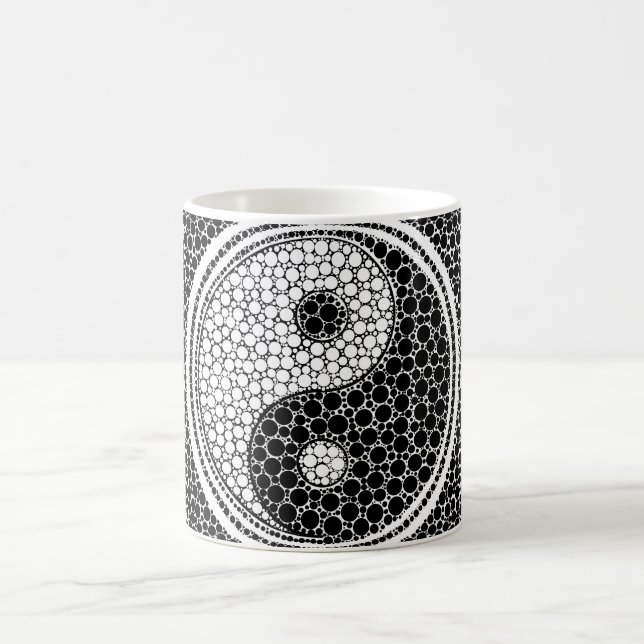 Yin och Yang pricker svartvit konst Kaffemugg (Center)