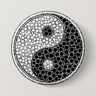 Yin och Yang pricker svartvit konst Knapp