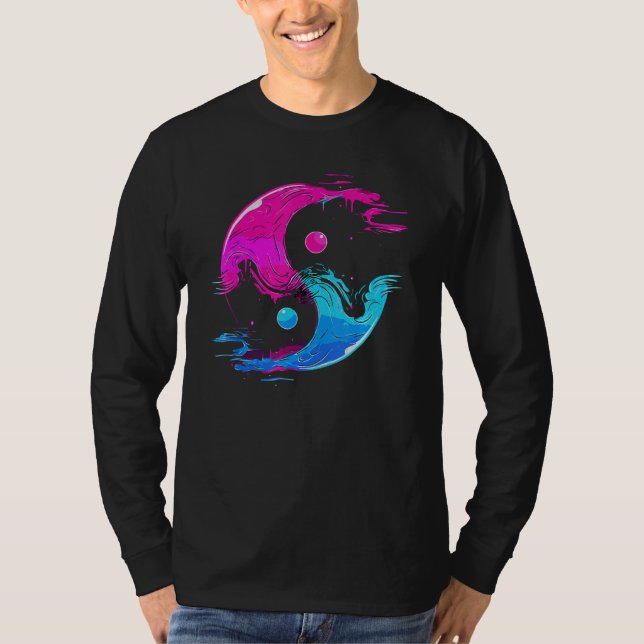 Yin och Yang Qi Gong Tai Chi Synthwave Fusion Wate T Shirt (Framsida)