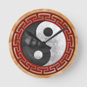 Yin och Yang Rund Klocka