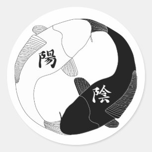 Yin och Yang Sticker Runt Klistermärke