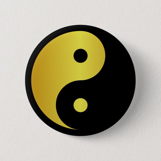Yin- och Yang-symbol | Guld asiatisk filosofi frys Knapp (Framsida)