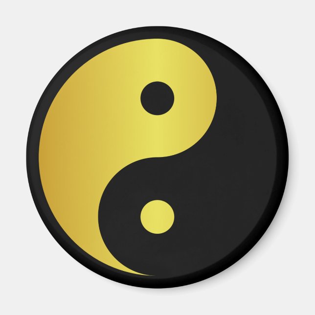 Yin- och Yang-symbol | Guld asiatisk filosofi frys Magnet (Framsidan)