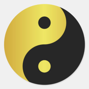 Yin- och Yang-symbol Guld asiatisk filosofi frys Runt Klistermärke