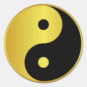 Yin- och Yang-symbol Guld asiatisk filosofi frys Runt Klistermärke