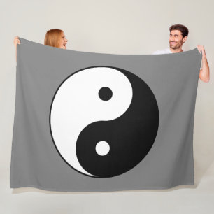 Yin och Yang Symbol (kinesisk taijitu) Fleecefilt