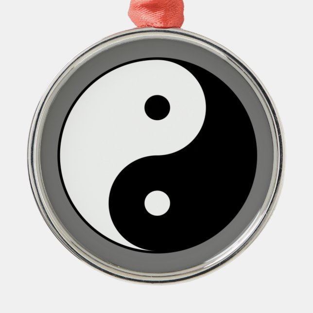 Yin och Yang Symbol (kinesisk taijitu) Julgransprydnad Metall (Framsidan)
