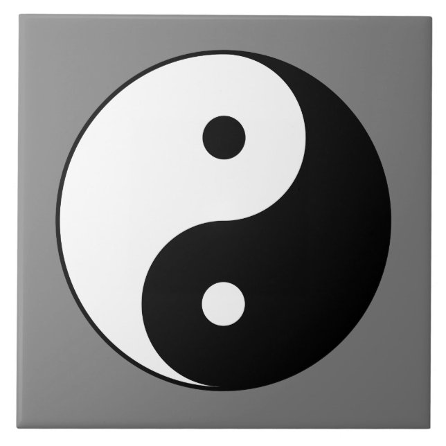 Yin och Yang Symbol (kinesisk taijitu) Kakelplatta (Framsidan)