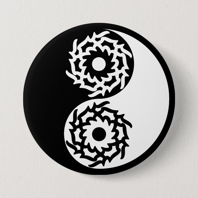 Yin och yang-tecken i svart och vitt knapp (Framsida)