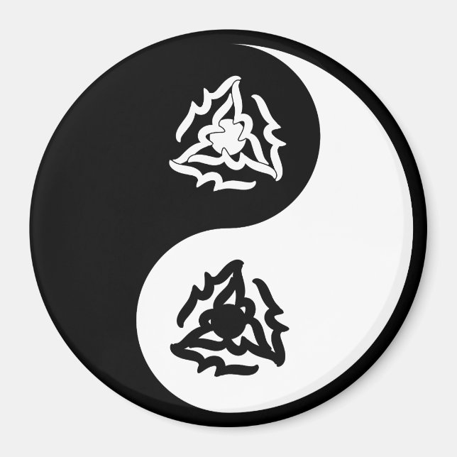 Yin och yang-tecken i svart och vitt magnet (Framsidan)
