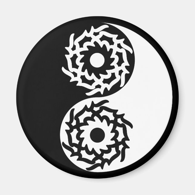 Yin och yang-tecken i svart och vitt magnet (Framsidan)