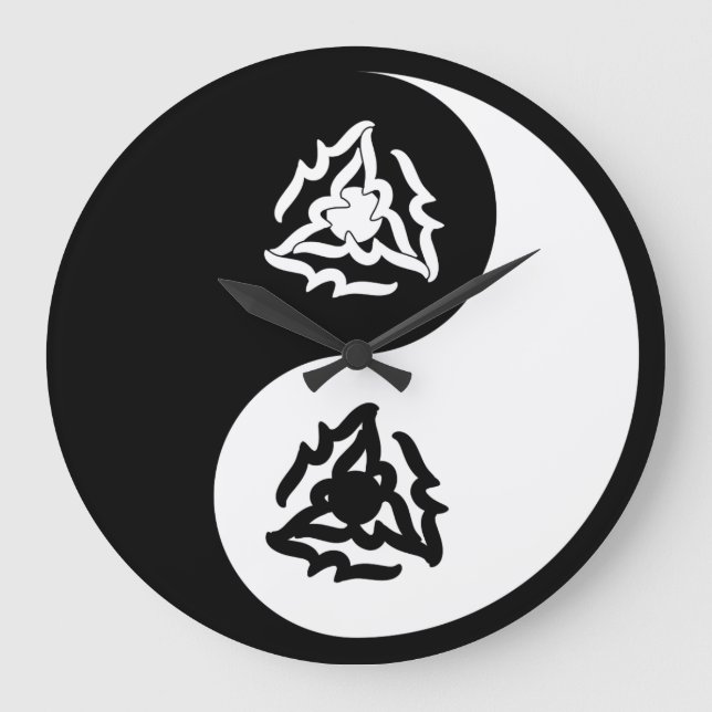 Yin och yang-tecken i svart och vitt stor klocka (Framsida)