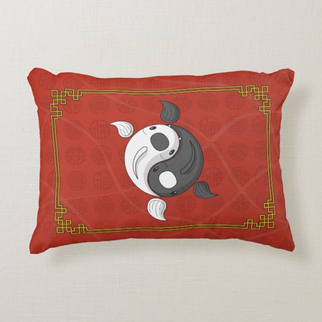 Yin och Yang the Koi Accent Pillow Prydnadskudde (Framsidan)
