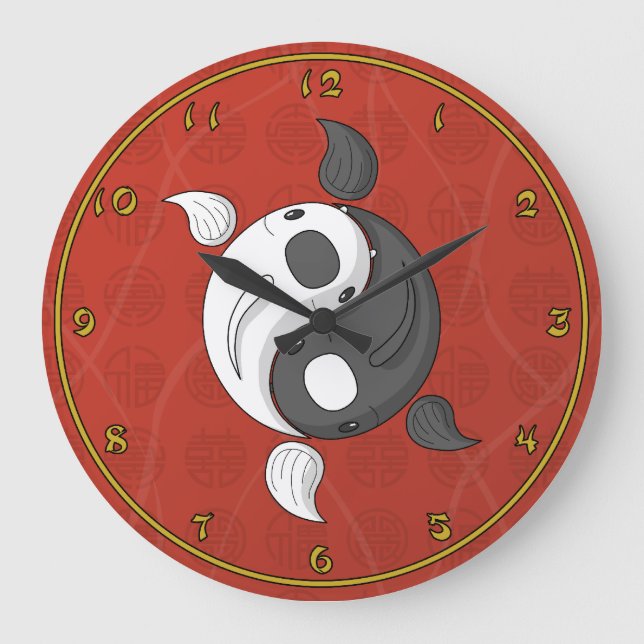 Yin och Yang the Koi Clock Stor Klocka (Framsida)