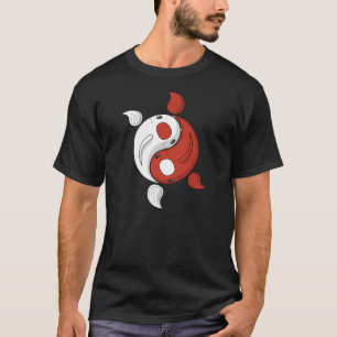 Yin och Yang the Koi Manar Mörk Shirt T