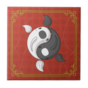 Yin och Yang the Koi Tile Kakelplatta