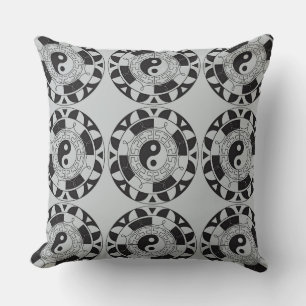 Yin och Yang Tiled Asian Symbol Mönster Pillow Kudde