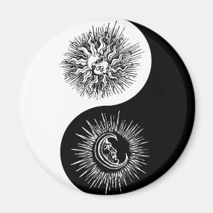 Yin och yang undertecknar - solen vs månen magnet
