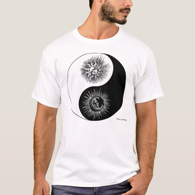 Yin och yang undertecknar - solen vs måneT-tröja Tee (Framsida)