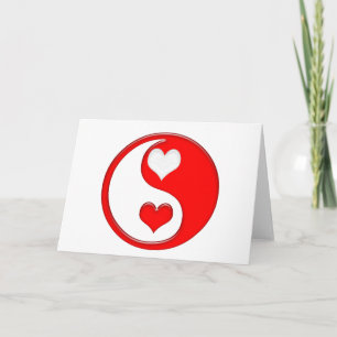 Yin och Yang valentinhjärtor Helgkort