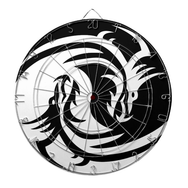 Yin- och Yang-vita och svarta draken Darttavla (Framsidan)