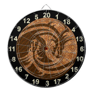 Yin och Yang wood dart board med nummer Piltavla