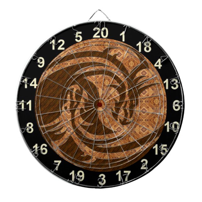 Yin och Yang wood dart board med nummer Piltavla (Framsidan)