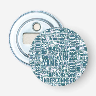 Yin Yan Nuage de Mots Texte Motif-sammankoppling Flasköppnare