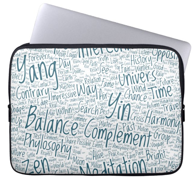 Yin Yan Nuage de Mots Texte Motif-sammankoppling Laptop Fodral (Framsidan)