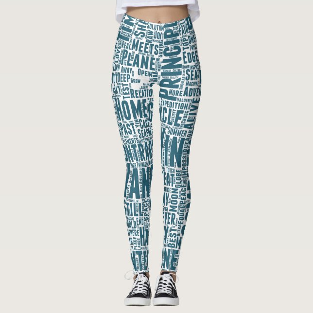 Yin Yan Nuage de Mots Texte Motif-sammankoppling Leggings (Framsida)