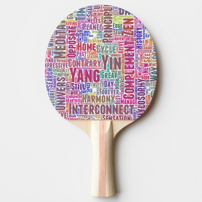 Yin Yan Nuage de Mots Texte Motif-sammankoppling Pingisracket (Framsidan)